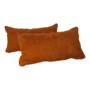 Faux Suede Lumbar Pillow Pair, Burnt Orange