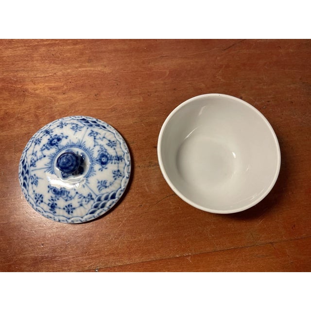 Royal Copenhagan Vintage Royal Copenhagen Blue Fluted Half Lace Sugar Bowl For Sale - Image 4 of 4