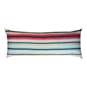 Long South West Sunbrella Outdoor Lumbar Pillow in Pink Stripes & Down Filling