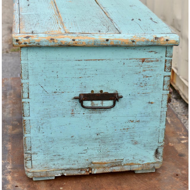 Wood Painted Pine Trunk or Blanket Chest, Hungary, C. 1870 For Sale - Image 7 of 12