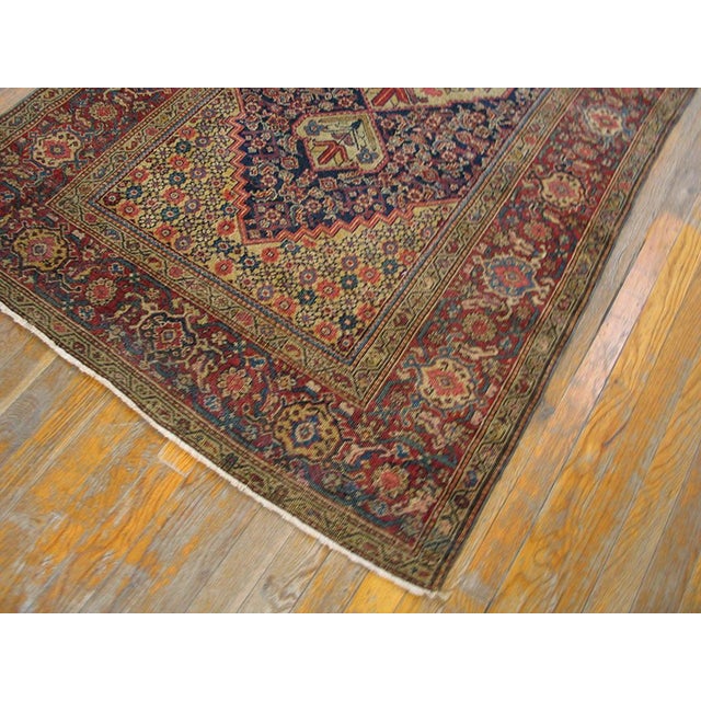 Persian 1880s Blue Navy Medallion Handknotted Antique Persian Farahn Rug 3'9" X 6'5" Wool Carpet For Sale - Image 3 of 5