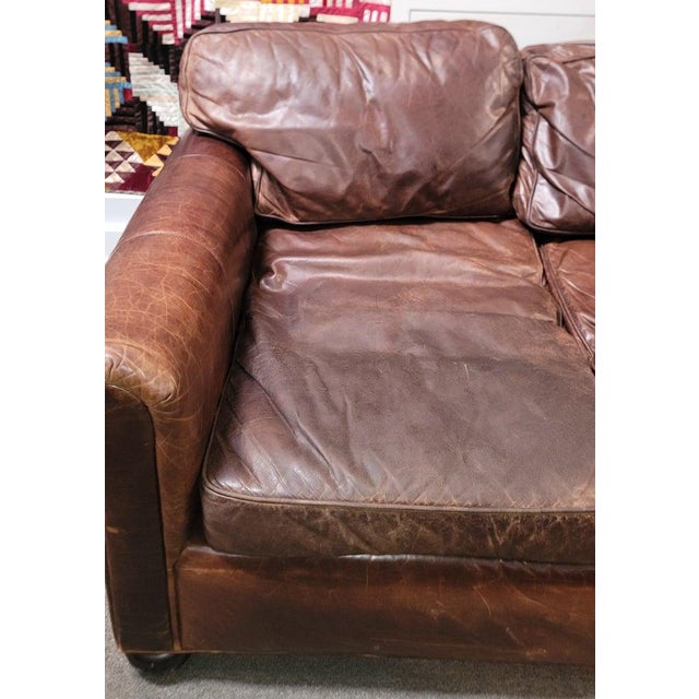 Brown 1980s Leather Sofa For Sale - Image 8 of 9