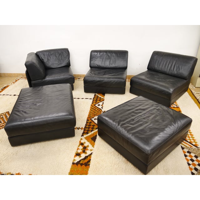 Mid-Century Modern Modular Leather Sofa from De Sede, 1970s, Set of 5 For Sale - Image 6 of 13