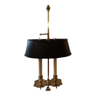 Vintage Frederick Cooper Brass Bouillotte Table Desk Lamp Tole Shade For Sale