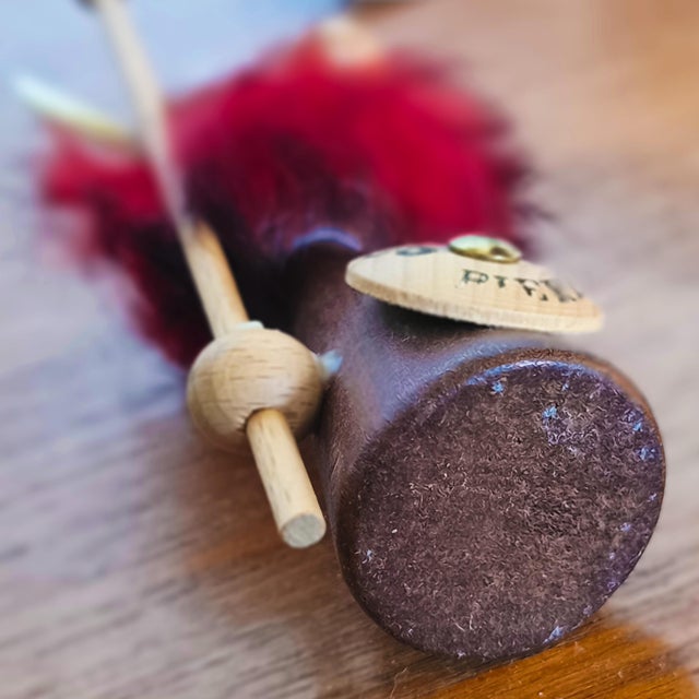 Pair of teak Viking advertising figurines, printed with the Skansen beer logo, made by Sallingboe in Denmark in the 1960s....