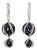 Late 20th Century 18K White Gold Black Diamond Hoop Drop Sphere Ball Earrings Estate, Pair For Sale