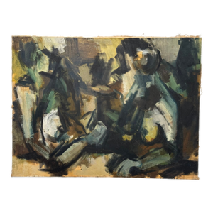 Mid-20th Century Abstract Expressionist Female Nude Oil Painting on Canvas