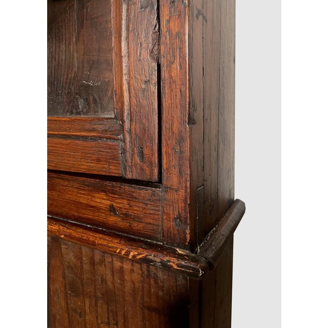 18th Century Italian Wall-Mounted Chestnut Display Cabinet with Hand-Blown Glass, 1800s For Sale - Image 12 of 18