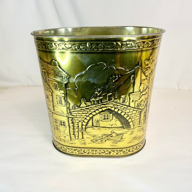 This is a vintage metal wastebasket from the Mid-Century, estimated 1960-1970s. It’s from Weibro Corporation out of...