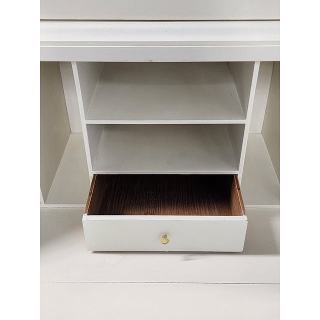 Mid Century John Widdicomb White Painted Slant Front Secretary Desk With Hutch For Sale - Image 11 of 12