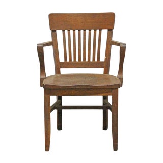 Antique Oak Banker Chair For Sale