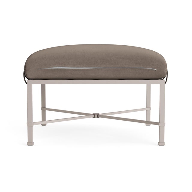 Metal Brown Jordan Venetian Ottoman, Dove frame with Fusion Taupe fabric For Sale - Image 7 of 12