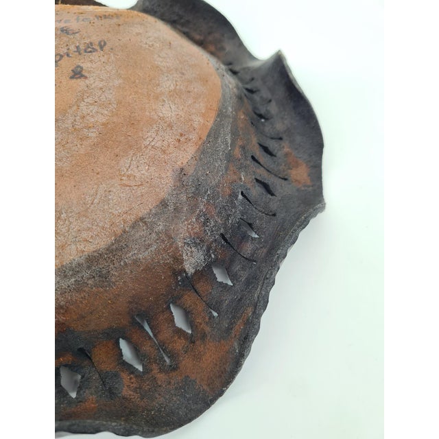 Brown Hand-Pressed Decorative Leather Plate, 1978 For Sale - Image 8 of 10