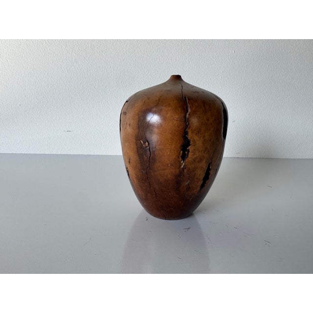1979 Hap Sakwa Sculptural Burl Wood Turned Vase For Sale - Image 12 of 12