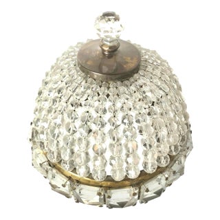 1920s Art Deco Crystal Beaded Basket Ceiling Light Shade For Sale