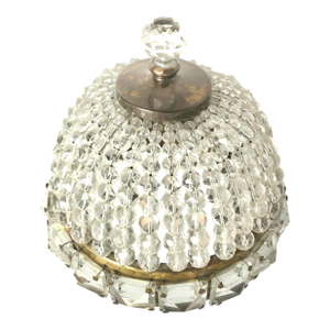 1920s Art Deco Crystal Beaded Basket Ceiling Light Shade