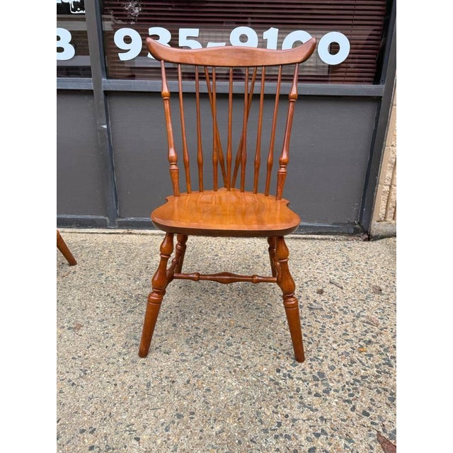 Set of 4 Vintage Windsor Style Spindle Back Dining Chairs For Sale - Image 10 of 15
