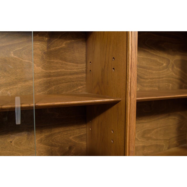Mid-Century Modern Oak Display Cabinet with Sliding Glass Doors, 1970s For Sale - Image 9 of 13