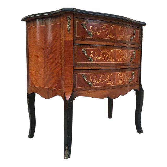 Mid 20th Century Louis XVI Style Kingwood and Marquetry Commode For Sale