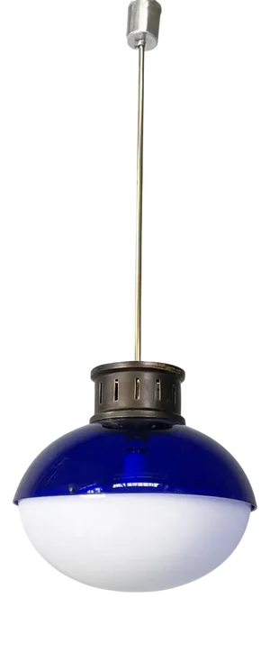 Italian Space Age Hanging Light in Blue and White Acrylic Glass, 1970s
