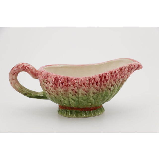 1950s Barbotine French Sauce Boat or Gravy Boat, Majolica For Sale - Image 13 of 18