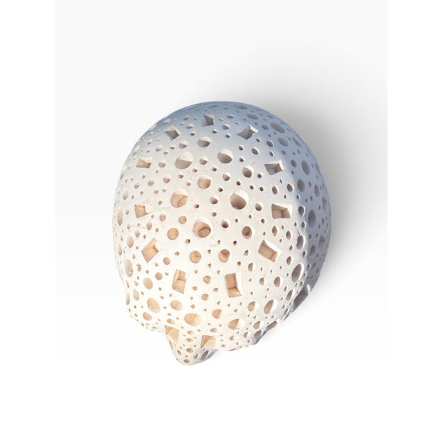 Ceramic Alexander Ney Perforated Terracotta Head Sculpture, C. 1980s For Sale - Image 7 of 13