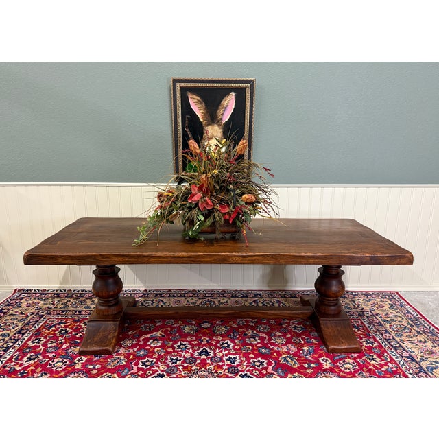 Farmhouse Antique French Dining Farmhouse Monk Refectory Monastery Table Baluster Pedestal For Sale - Image 3 of 18