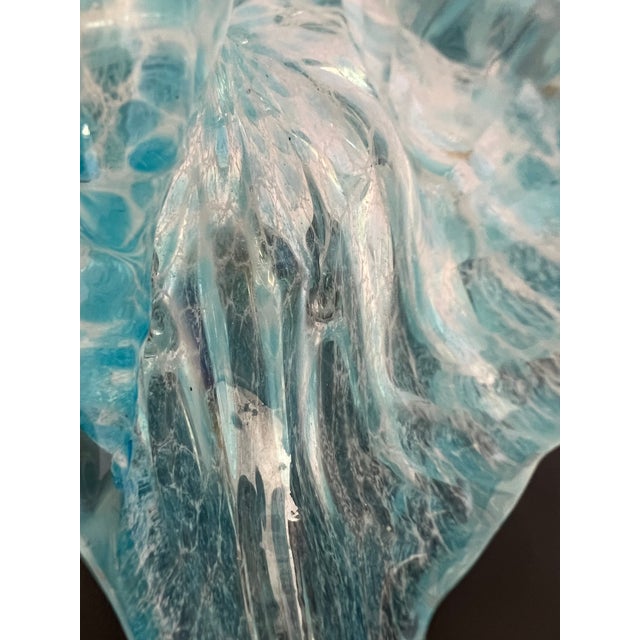 Vintage Hand-Blown Italian Glass Conch Shell Sculpture – Blue Swirl Aventurine Art For Sale - Image 16 of 16