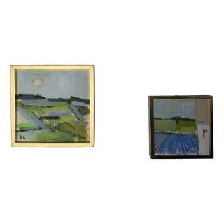 Knud Verner Laursen, West Jutland / Pair of Danish Landscapes, 1960s, Oil on Canvas For Sale