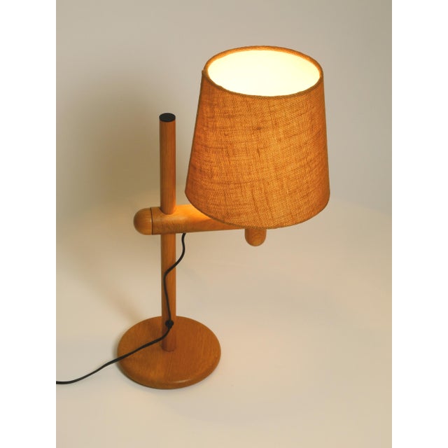 Wood Oak Table Lamp with Height-Adjustable Shade from Temde, 1960s For Sale - Image 7 of 18