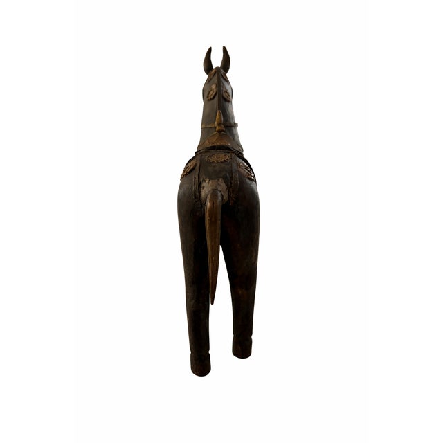 Traditional Vintage Carved Wood Horse With Copper Saddle Details, C. 1970's For Sale - Image 3 of 9