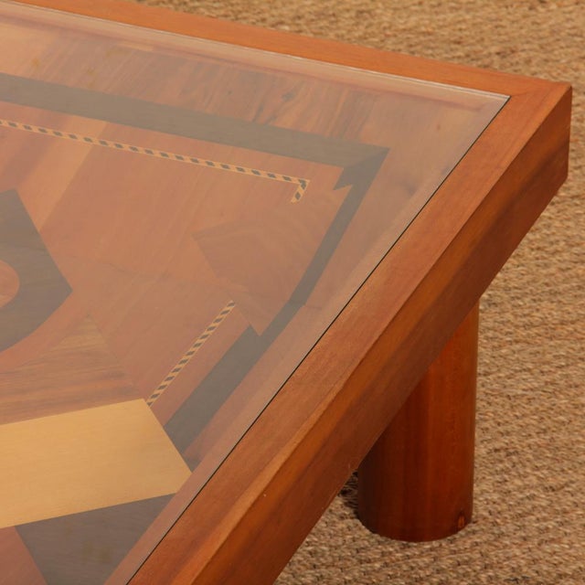 Wood Square Coffee Table with Marquetry, 1985 For Sale - Image 7 of 10