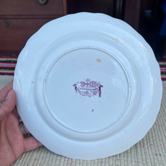Ceramic A Antique Staffordshire "Palestine" Purple Transfer Decorated Plate, 1830’s For Sale - Image 7 of 12