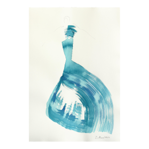 The Cyan Dress 2 - Minimalist Feminine Figurative Original Artwork by Bettina Mauel