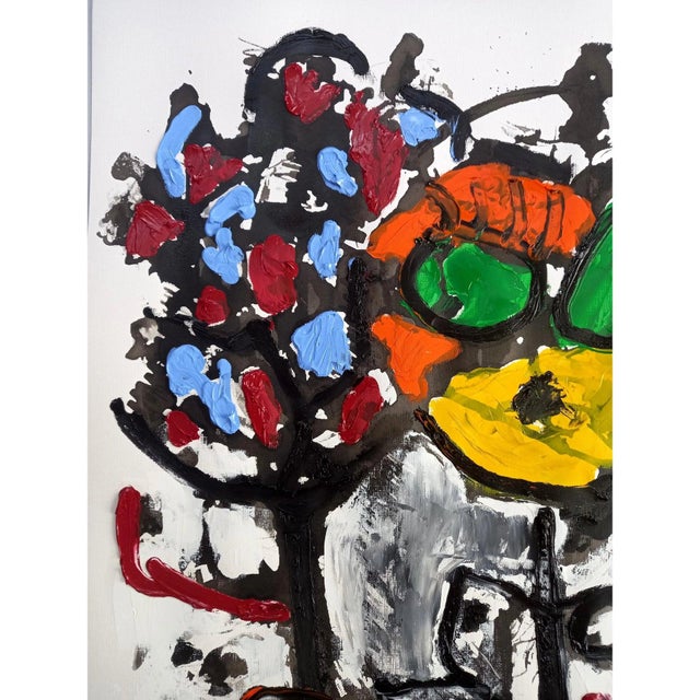 Abstract 19.6" X 25.5" Contemporary Abstract Figurative Oil Painting, Unframed For Sale - Image 3 of 9