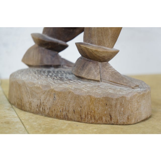 Mid 20th Century Ecuadorian Folk Art Carved Mahogany Inca Warrior Sculpture Statue 19" For Sale - Image 14 of 16