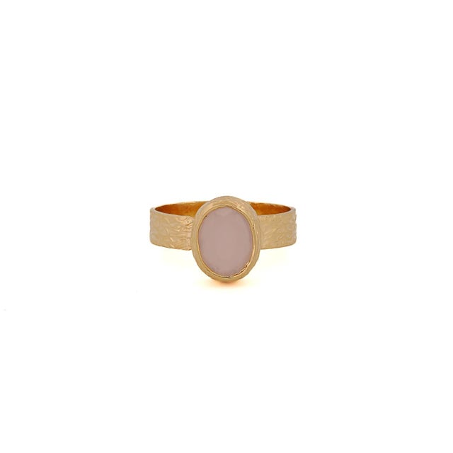Gold Cleopatra Pink Quartz Gemstone Gold Ring, Size 5 For Sale - Image 8 of 8