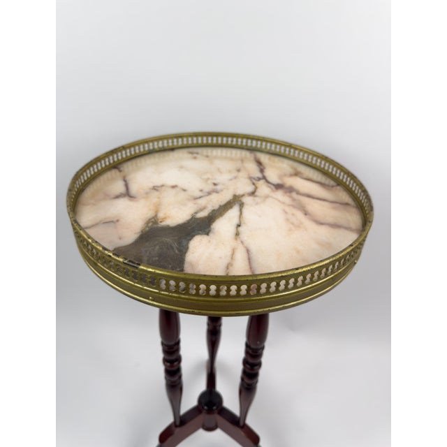 Ruby Red Early 20th Century French Vintage Gueridon Side Table With Marble Top For Sale - Image 8 of 13