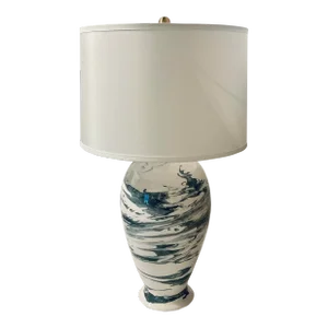 Chelsea House French Modern Blue and White Swirl Grigio Table Lamp