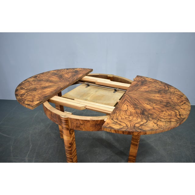 Extendable Dining Table in Walnut, Former Czechoslovakia, 1940s For Sale - Image 11 of 18
