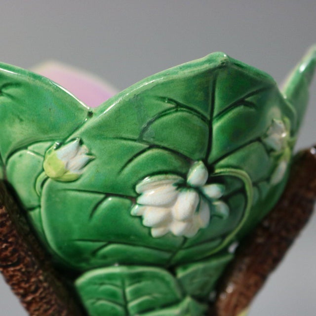 George Jones Majolica Lily Sweetmeat Dish For Sale - Image 13 of 13