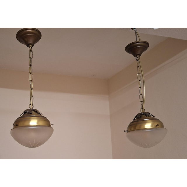 Vintage Ceiling Lamps with Frosted Glass Shade, 1970s, Set of 2 For Sale - Image 4 of 7