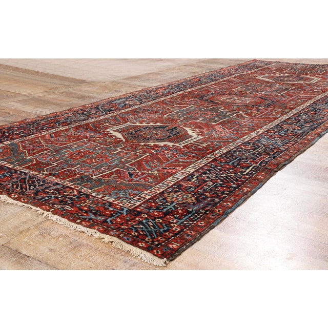 Red Late 19th Century Persian Heriz Rug, 04'06 X 12'01 For Sale - Image 8 of 10