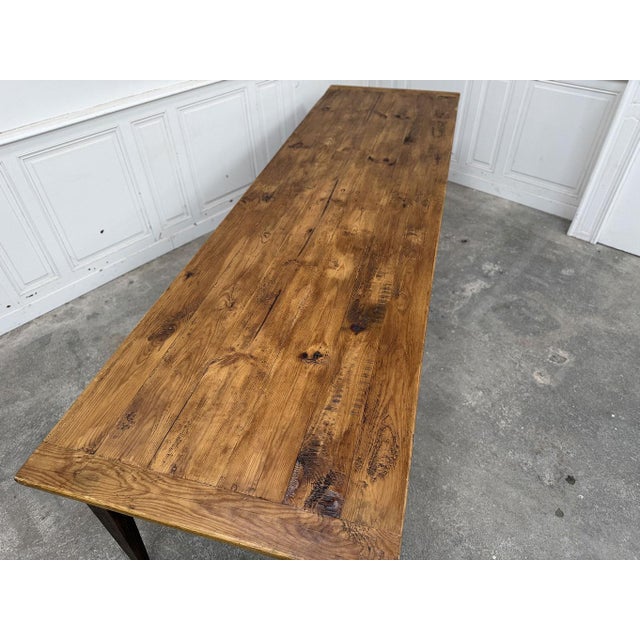 Large Farmhouse Fir Table, 1950s For Sale - Image 4 of 10