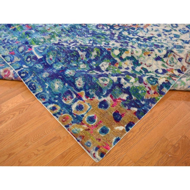 2010s The Peacock, Oversized Sari Silk Colorful Hand Knotted Oriental Rug For Sale - Image 5 of 13