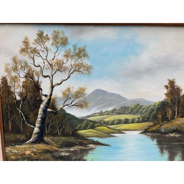 1970s Midcentury Original Landscape Painting For Sale - Image 5 of 9