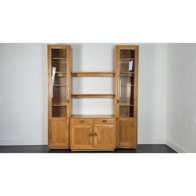 Tall Windsor Glazed Display Cabinet attributed to Lucian Ercolani for Ercol, 1990s For Sale - Image 17 of 17