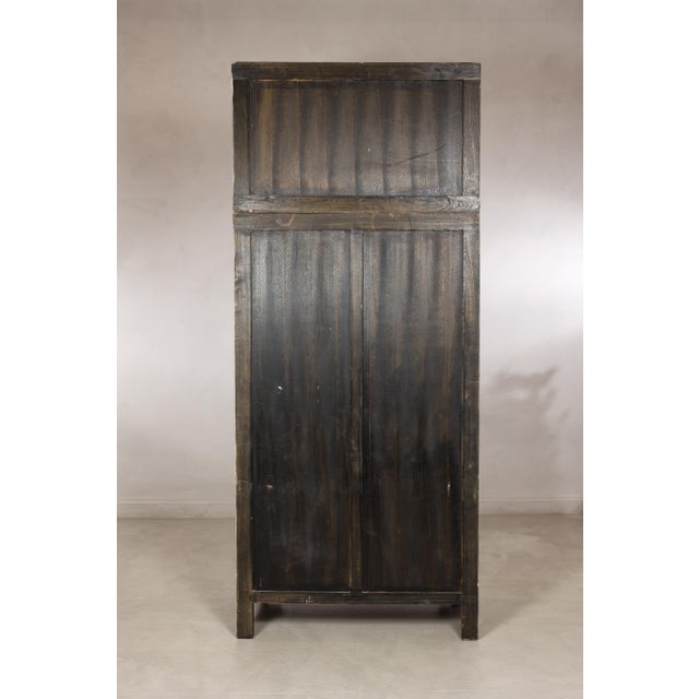 Wood Vintage Chinese Whitewashed Elm Compound Cabinet, Mid-20th Century For Sale - Image 7 of 17