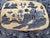 Antique C1907 “Blue Willow” design, transfer ware Chinoiserie blue and white small platter. Marked SemiVitreous Buffalo...