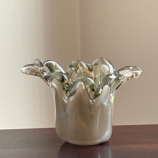 Late 20th Century Late-20th Century Murano, Italy Free Form Art Glass Vase / Bowl For Sale - Image 5 of 18